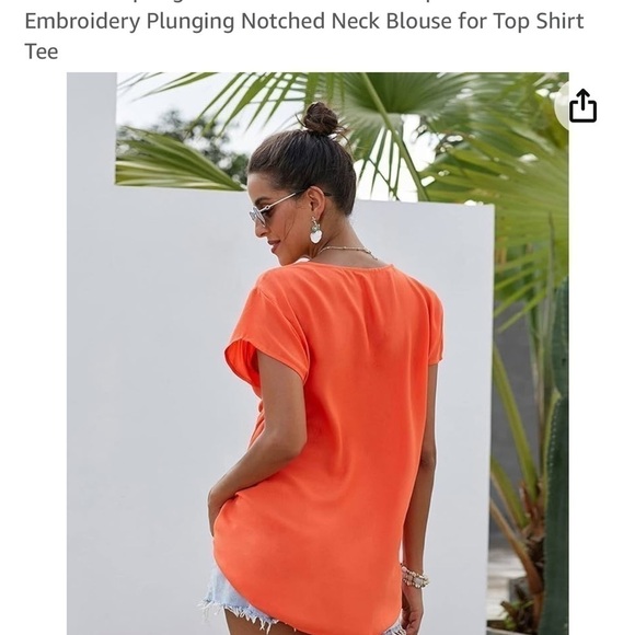 BEIDES, NWOT,ORANGE, REGULAR FIT, BOHO,WOMENS TOP WITH EMBROIDERED,V-NECK.SIZE S - Picture 2 of 7